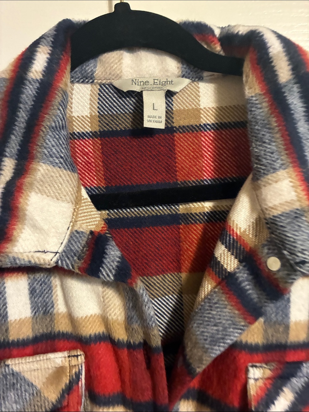 Plaid Utility Shacket Jacket - Red Multi - Picture 3 of 4